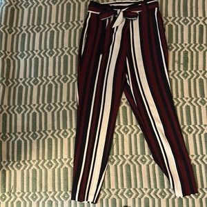 Vertically Striped Paper Bag Pants